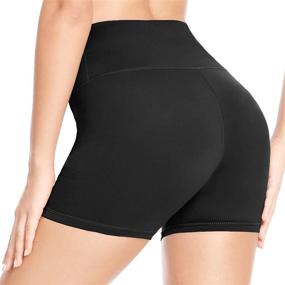 img 2 attached to 🚴 Stay Active and Stylish with 4 Pack Biker Shorts for Women – 5" High Waisted Stretch Spandex Workout Shorts