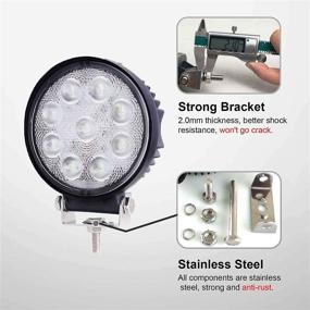 img 1 attached to 🚜 Powerful Round Led Off Road Lights: 2pcs 4 Inch 27W Flood with Breather LED Work Lights - Ideal for Trucks, Jeep SUVs, and Tractors