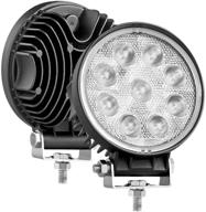 🚜 powerful round led off road lights: 2pcs 4 inch 27w flood with breather led work lights - ideal for trucks, jeep suvs, and tractors logo