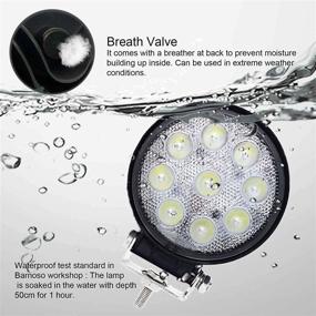 img 2 attached to 🚜 Powerful Round Led Off Road Lights: 2pcs 4 Inch 27W Flood with Breather LED Work Lights - Ideal for Trucks, Jeep SUVs, and Tractors