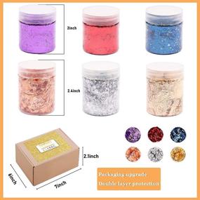 img 2 attached to 🔥 Resin Jewelry Gold Foil Flakes for Gilding, 6 Bottles Metallic Leaf Imitation Foil Flakes with Tweezers and Finger Cots – Perfect for Painting Arts, Nail Arts, Slime