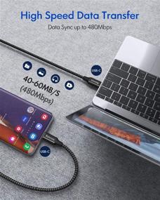 img 1 attached to 🔌 Кабель USB C к USB C длиной 10 футов, Baiwwa, быстрая зарядка, провод зарядного устройства Type C 60W PD, оплетенный, совместимый с Samsung Galaxy S21 S21+ S21 Ultra S20 FE S20+ Note 20 A70 A72 A52 5G, Pad Pro 2020, Pixel 4a 3 5 XL