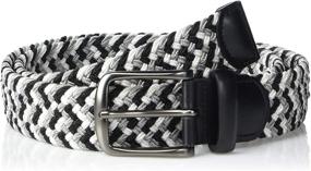 img 1 attached to Perry Ellis Woven Stretch Leather Trim Men's Accessories and Belts