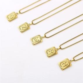 img 1 attached to ✨ JoycuFF Gold Initial Necklace for Women - Trendy Handmade Square Pendant Necklaces, 16-24 Inch Length Options, Layered 14-Inch Necklace - Ideal Birthday or Christmas Gift, Stainless Steel Jewelry Perfect for Girls