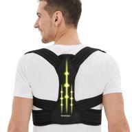 👍 shaperky posture corrector - adjustable upper back brace for men and women, muscle memory support straightener for pain relief in neck, shoulder, upper & lower back - l/xl size logo