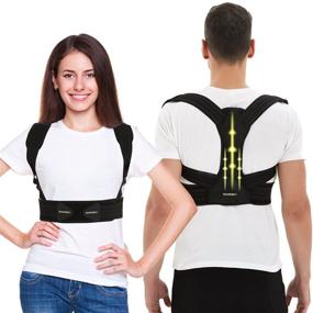 img 3 attached to 👍 Shaperky Posture Corrector - Adjustable Upper Back Brace for Men and Women, Muscle Memory Support Straightener for Pain Relief in Neck, Shoulder, Upper & Lower Back - L/XL Size