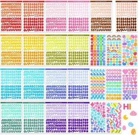 img 4 attached to 🎨 26 Colourful Alphabet Number Stickers with Heart Ribbon Print - Self-Adhesive Letter Scrapbooking Stickers for DIY Crafts, Greeting Cards, and Home Scrap Projects