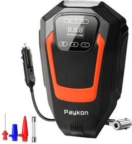 img 4 attached to 🚗 Портативный насос для шин Paykon 12V DC - цифровой компрессор с сенсорным экраном, манометром, светодиодным освещением и кабелем длиной 9,1 фута - идеально подходит для автомобилей/велосипедов/баскетбольных мячей и других надувных изделий.