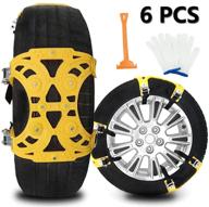 upgrade snow chains for cars - 6 set emergency anti slip tire straps, universal tire blocks for trucks, minivan, pickup, suv/atv/utv, winter car snow chains logo