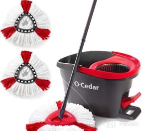 img 5 attached to 🧹 O-Cedar EasyWring Microfiber Spin Mop & Bucket Floor Cleaning System + 2 Additional Refills, Red/Gray