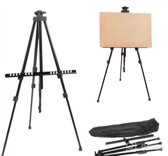 img 1 attached to 63-Inch High Steel Folding Display Easel by U.S. Art Supply - Easy Set-Up, Instant Collapse, Height Adjustable - Portable Tripod Stand for Presentations, Signs, Posters - Holds up to 5 lbs review by Marv Merritt