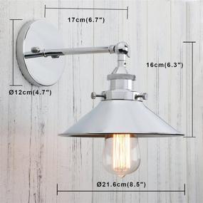 img 3 attached to Permo Vintage Industrial Metal Wall Sconce Lighting 180 Degree Adjustable Wall Lamp (Chrome)