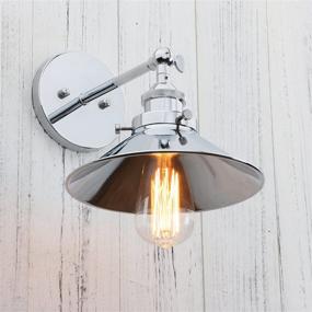 img 1 attached to Permo Vintage Industrial Metal Wall Sconce Lighting 180 Degree Adjustable Wall Lamp (Chrome)