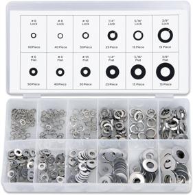 img 4 attached to 🔩 NEIKO 50400A Stainless Steel Lock Washer and Flat Washer Assortment - 350 Piece Set with 12 Varying Sizes in Spring Lock and Flat Design to Prevent Fastener Looseness