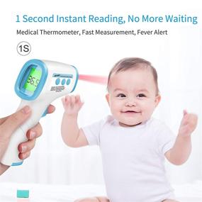img 1 attached to 🌡️ Accurate Non-Contact IR Digital Infrared Thermometer with Fever Alarm - For Baby, Adult & Objects (HG Blue): Ear & Forehead + Memory Function