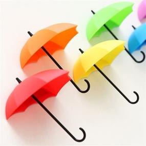 img 3 attached to 🌈 Colorful Umbrella Wall Key Holder Organizer - UYIKOO Key Hanger Rack for Keys, Jewelry, and Small Items (6PCS)
