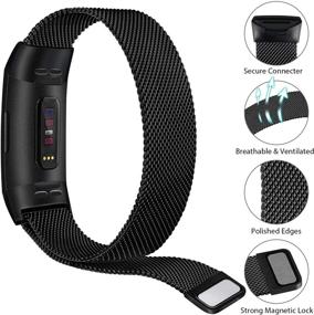 img 3 attached to 📱 Ремешки для Fitbit Charge 4 & Charge 3 & Charge 3 SE из металла - 3-пакетные стальные магнитные замки для замены для женщин и мужчин (маленький, черный+цветной+розовый)