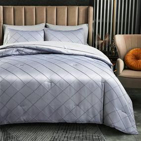 img 4 attached to 🛏️ Luxury AIKASY Silver Grey Queen Comforter Set - 7-Piece Pinch Pleated Bed in a Bag: Silky Soft Bedding with Comforter, Shams, Sheets, and Pillowcases