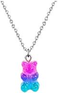 🐻 resin gummy bear pendant necklace with stainless steel chain, ruizhen mix multi-color logo