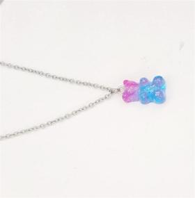 img 1 attached to 🐻 Resin Gummy Bear Pendant Necklace with Stainless Steel Chain, RUIZHEN Mix Multi-Color