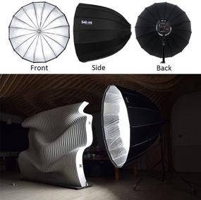 img 3 attached to 📸 Selens 48" Hexadecagon Deep Parabolic Softbox: Quick Folding Umbrella Diffuser for Speedlites, Monolights, and More