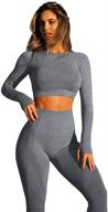 👚 hyz women's bodycon 2 piece outfits long sleeve crop top with tummy control legging logo