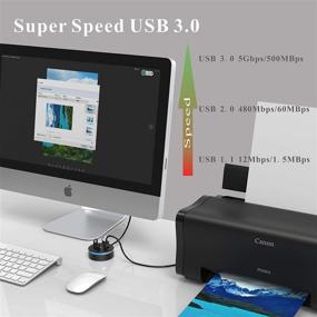 img 2 attached to 🖥️ Efficient HKN Desktop USB 3.0 Hub - Slim & Portable 4-Port USB3.0 Splitter with Long Cable for Laptop, PC, and More