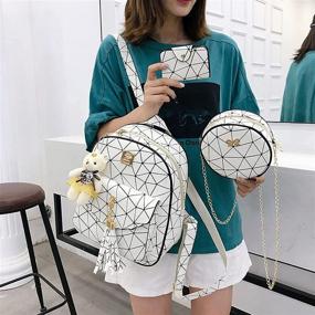 img 3 attached to Backpack Leather 3 Pieces Shoulder Rucksack Women's Handbags & Wallets