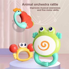 img 2 attached to Yiosion Baby Rattle Sets: Teether Rattles and Educational Toys with Storage Box - Perfect Gift Set for Newborns and Infants