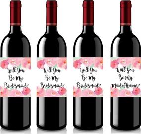 img 2 attached to 🍷 Swag Lab Set of 4 Wine Bottle Labels for Bridesmaid and Maid of Honor Proposal - Perfect Bridesmaid Gifts and Maid of Honor Gift Ideas