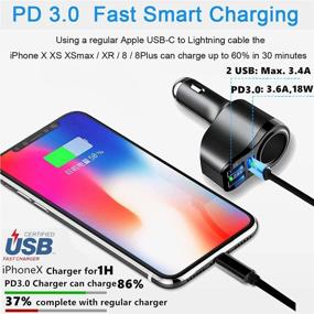 img 3 attached to 🚗 36W 4 в 1 USB C автомобильное зарядное устройство: быстрая зарядка для iPhone, iPad, Samsung и других моделей