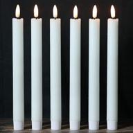 wondise 9-inch battery operated flickering flameless taper candles with timer - white led taper 🕯️ window candles for christmas, dining, and wedding décor - set of 6 (0.78 x 9.64 inch) логотип