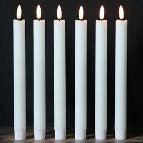 img 4 attached to Wondise 9-Inch Battery Operated Flickering Flameless Taper Candles with Timer - White LED Taper 🕯️ Window Candles for Christmas, Dining, and Wedding Décor - Set of 6 (0.78 x 9.64 Inch)