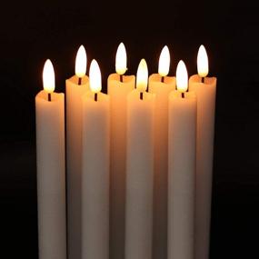 img 1 attached to Wondise 9-Inch Battery Operated Flickering Flameless Taper Candles with Timer - White LED Taper 🕯️ Window Candles for Christmas, Dining, and Wedding Décor - Set of 6 (0.78 x 9.64 Inch)