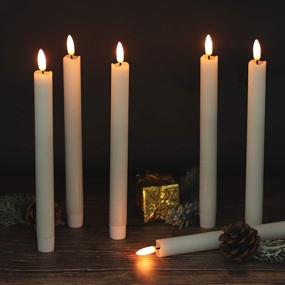 img 3 attached to Wondise 9-Inch Battery Operated Flickering Flameless Taper Candles with Timer - White LED Taper 🕯️ Window Candles for Christmas, Dining, and Wedding Décor - Set of 6 (0.78 x 9.64 Inch)