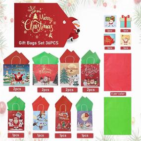 img 3 attached to Christmas Gift Bags and Tags Set - 12 Assorted Sizes (8 Large, 4 Medium) with 8 Festive Designs, Includes 12 Christmas Prints Tags and 12 Tissue Paper Sheets (20 * 28in)