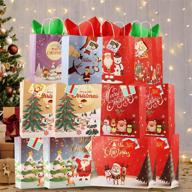 christmas gift bags and tags set - 12 assorted sizes (8 large, 4 medium) with 8 festive designs, includes 12 christmas prints tags and 12 tissue paper sheets (20 * 28in) logo