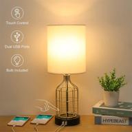 🕊️ modern touch control table lamp with dual usb charging ports, boncoo 3 way dimmable side table lamp featuring an elegant gold birdcage base, perfect usb bedside lamp for bedroom and living room, includes 6w led bulb логотип