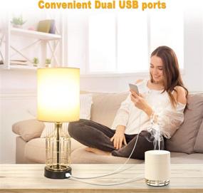 img 1 attached to 🕊️ Modern Touch Control Table Lamp with Dual USB Charging Ports, Boncoo 3 Way Dimmable Side Table Lamp featuring an Elegant Gold Birdcage Base, Perfect USB Bedside Lamp for Bedroom and Living Room, Includes 6W LED Bulb