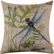 retro vintage paris country dragonfly pillow cover in green - 🐉 18x18 inch linen decorative cushion cover for sofa couch - postmark cc187 логотип