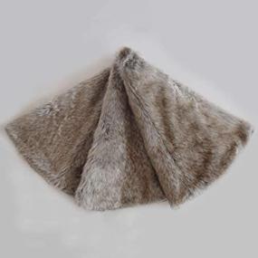 img 4 attached to 🎄 Gireshome Deluxe Grey Brown Multi Colors - 30 inch Faux Fur Christmas Tree Skirt with Grey Stripe and Beige Grey Mix