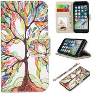 🌳 urspeedteklive iphone 7/8/se 2020 wallet case, high-quality pu leather flip cover with card slots & kickstand for apple iphone 7 (2016) / iphone 8 (2017) / iphone se 2020 - love tree logo