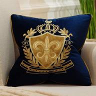 🛋️ avigers 18 x 18 inch shield embroidery velvet cushion cover - european luxury for sofa chair bedroom throw pillow - navy blue pillowcase home decor логотип