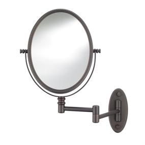 img 4 attached to 🪞 Oil Rubbed Bronze Oval Wall Mount Mirror by Conair with 1X / 7X Magnification and Beaded Design