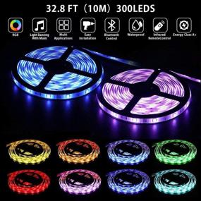 img 1 attached to 🌈 Colorful 32.8ft LED Strip Lights for Bedroom - HEERTTOGO Waterproof IP65, 300 LEDs 5050 RGB, Music Sync, Bluetooth Remote Control