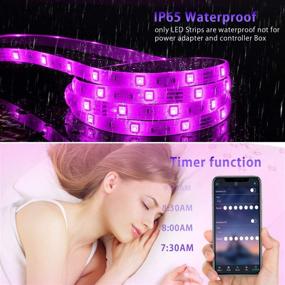 img 2 attached to 🌈 Colorful 32.8ft LED Strip Lights for Bedroom - HEERTTOGO Waterproof IP65, 300 LEDs 5050 RGB, Music Sync, Bluetooth Remote Control