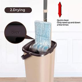 img 2 attached to 🧹 Masthome Self-Wringing Squeeze Flat Floor Mop and Bucket Set with 6 Microfiber Mop Pads Refills - Easy Wet and Dry Cleaning for Hardwood, Laminate, Tile, Ceramic, and Marble Floors