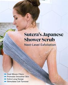 img 3 attached to 🧼 SUTERA Japanese Exfoliating Towel - Microabrasion Nylon Bath Washcloth for Deep Skin Scrubbing and Body Exfoliation - Rip/Tear Resistant, Extra Long Towel with Korean/Japanese Style