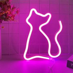 img 4 attached to 🐱 XIYUNTE Pink Neon Cat Light Sign – Bedroom Décor with Battery or USB Power, LED Cat Neon Sign for Kids Room, Living Room, Bar, Party, Christmas, Wedding