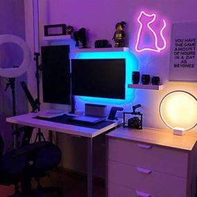 img 3 attached to 🐱 XIYUNTE Pink Neon Cat Light Sign – Bedroom Décor with Battery or USB Power, LED Cat Neon Sign for Kids Room, Living Room, Bar, Party, Christmas, Wedding